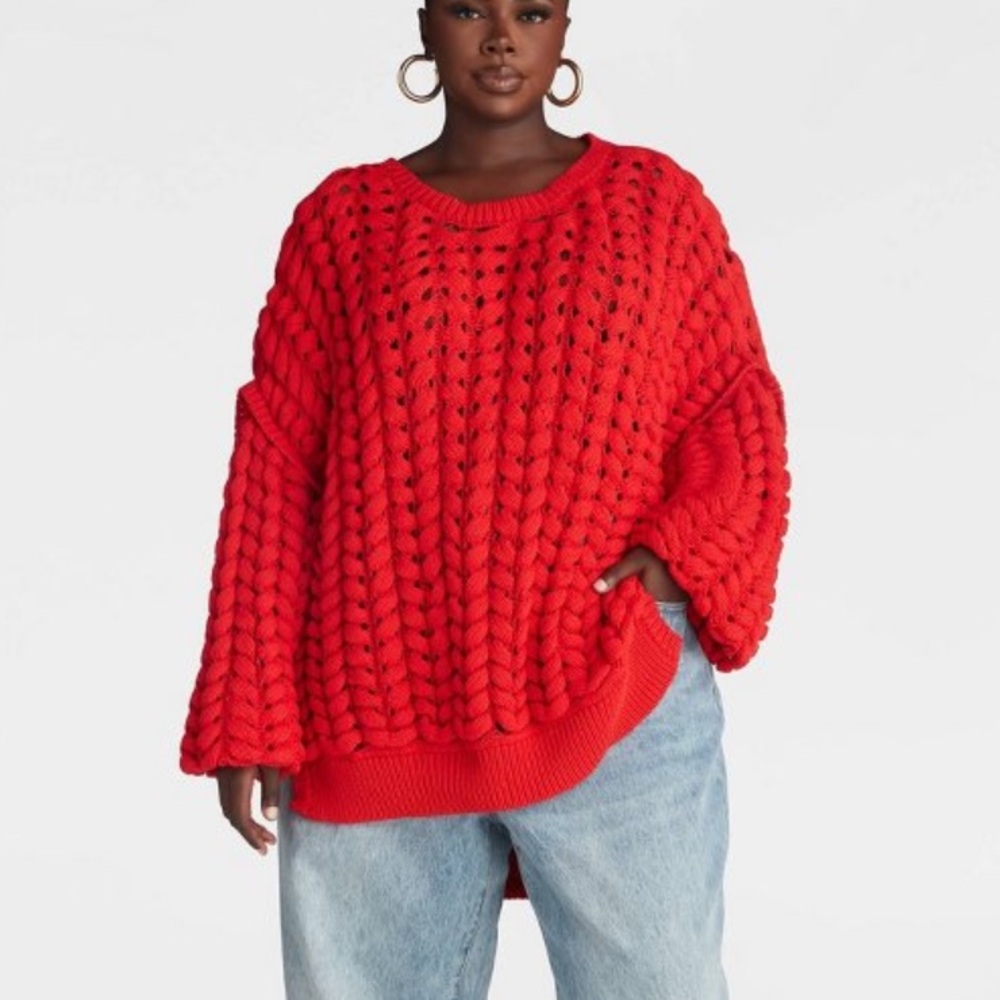 ‼️KBB BY KAHLANA Chunky Knit Red Sweater